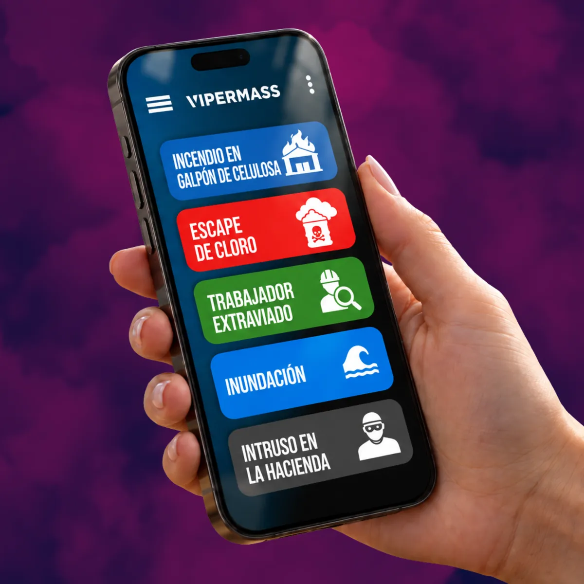 Application VIPER MASS sur un t&eacute;l&eacute;phone